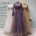 Bbonlinedress мусульманские марокканские вечерние платья Caftan с вышивкой аппликации длинное вечернее платье с рукавом с перьями Вечерние платья