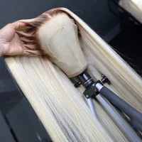 long straight ombre ash blonde honey blonde colored human hair wig hd transparent 13x4 lace front for black women full frontal