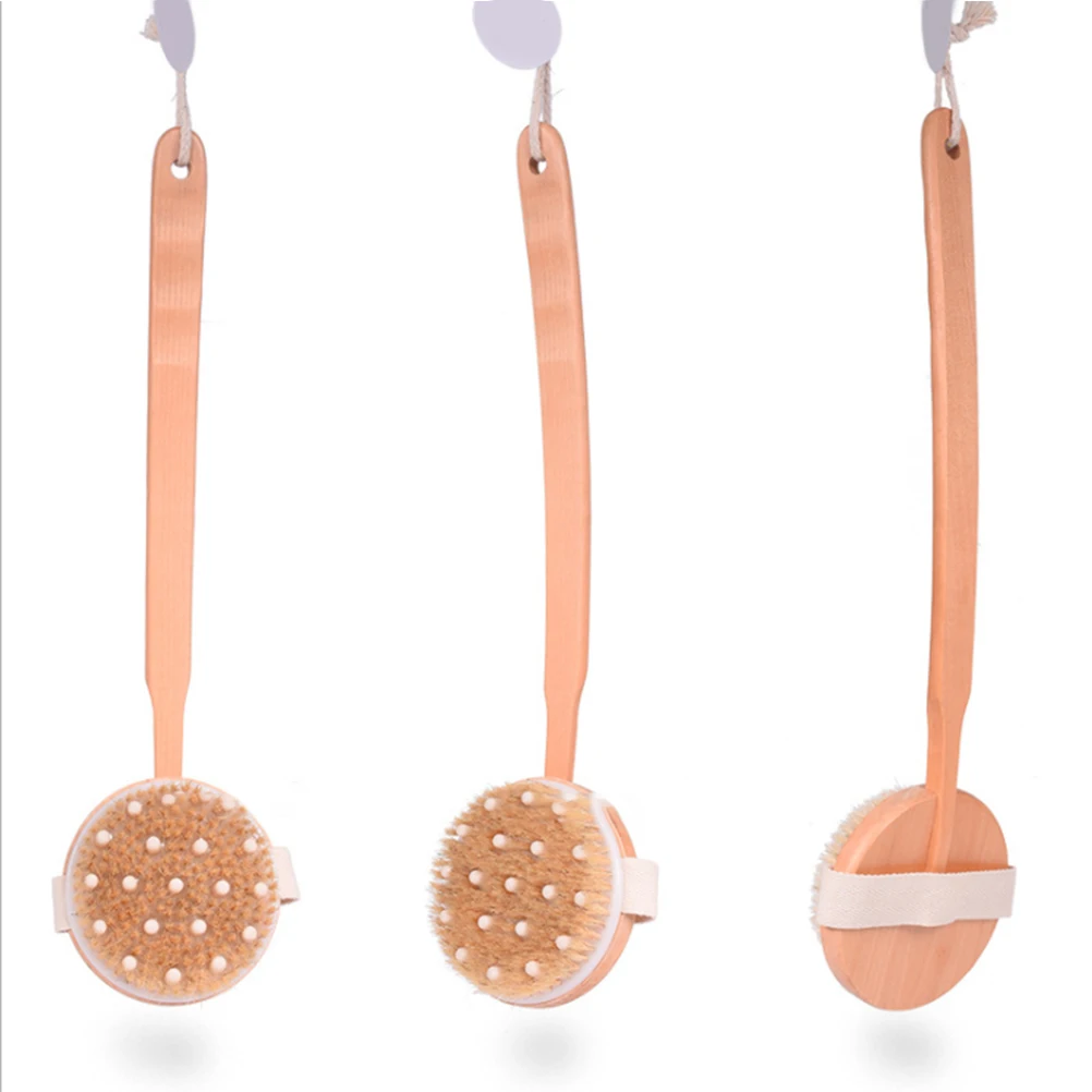 Круглая натуральная щетина кабана деревянная щетка средней длины Детокс ручка