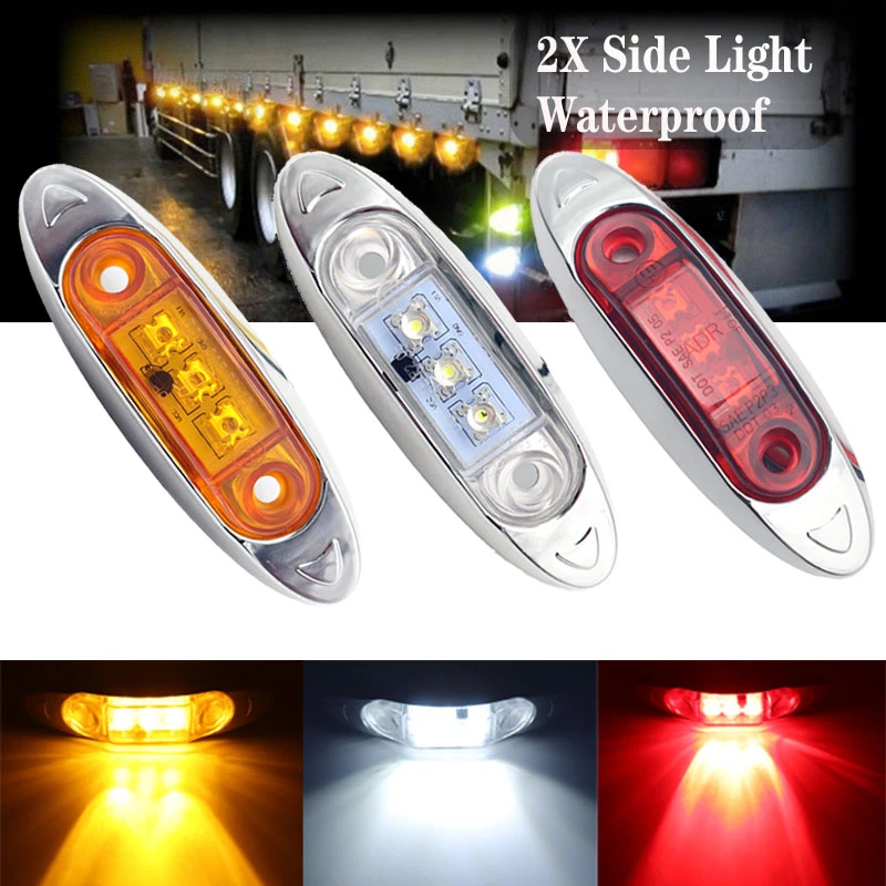 2 шт. 3LED 12V/24V автомобиль грузовик с прицепом Ясно Боковой габаритный фонарь