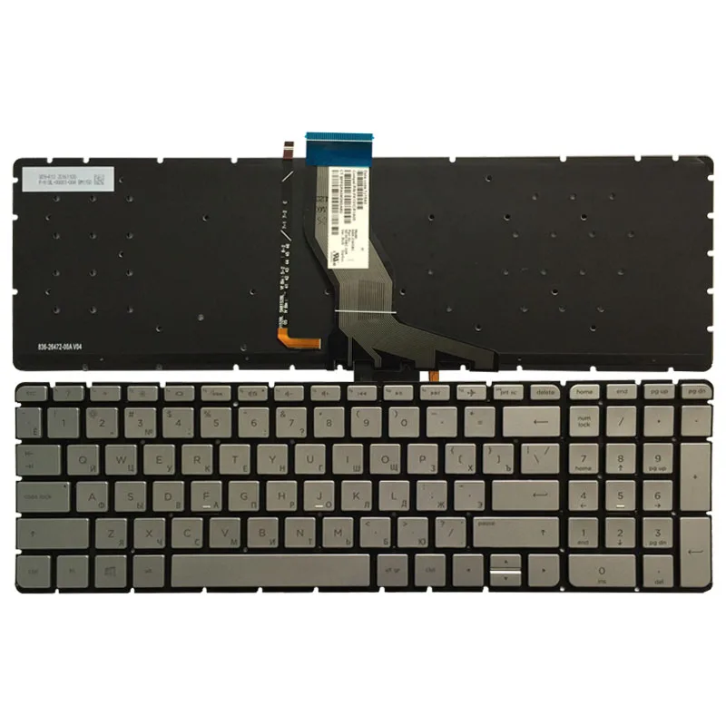 Русская клавиатура для ноутбука HP Pavilion 15 ab AK ab000 ab100 ab200 15z серебристая с подсветкой