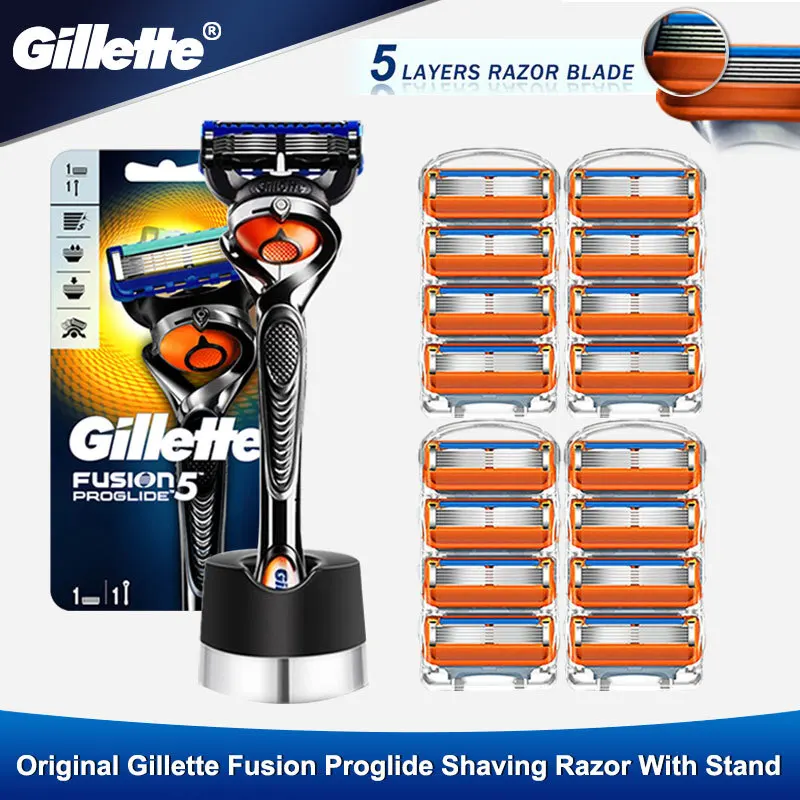 

Бритвенный станок Gillette Fusion 5 Proglide для мужчин, ручная прямая бритва с основанием, 5-слойные кассеты, сменные лезвия