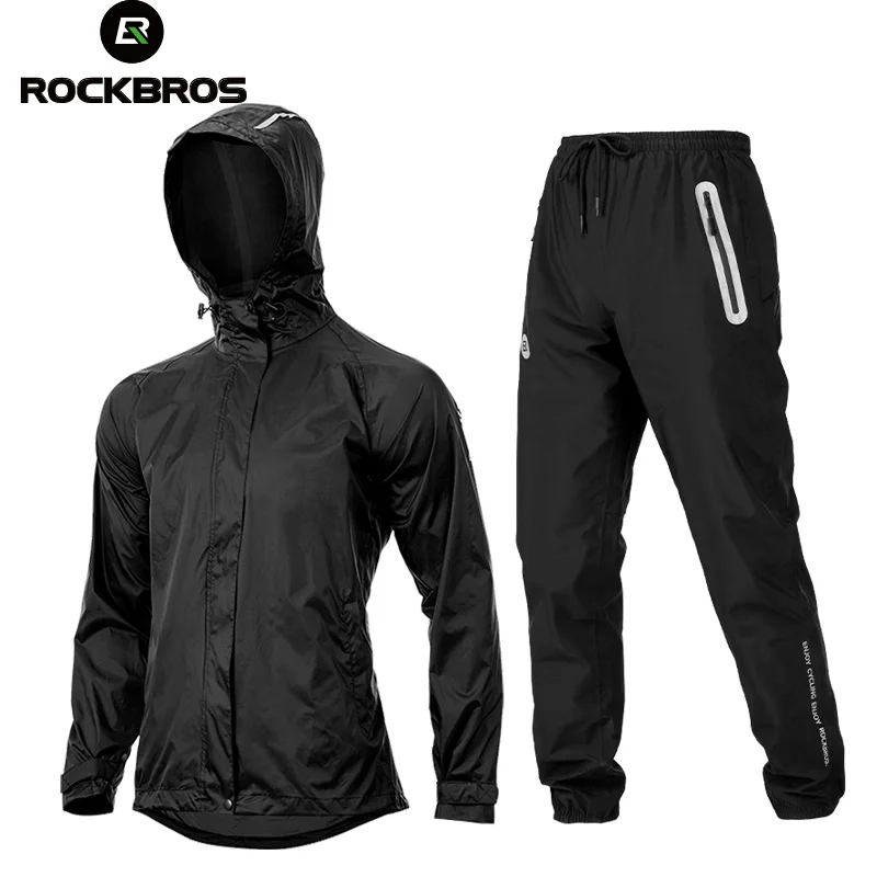 

ROCKBROS Cycling Jacket Sets Bicycle Raincoat Reflective Breathable Outdoor Sport Clothing Windcoat Jersey Pants Suit Ciclismo