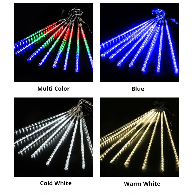 

30cm 50cm 8 Tubes Waterproof Meteor Shower Rain LED String Lights Outdoor Christmas New Year Decoration for Home Bar Tree