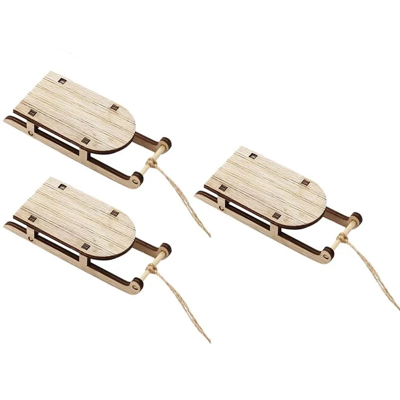 3 uds creativo delicado duradero Mini trineos port&aacute;til pr&aacute;ctico de Navidad trineo para decoraci&oacute;n de Navidad-1