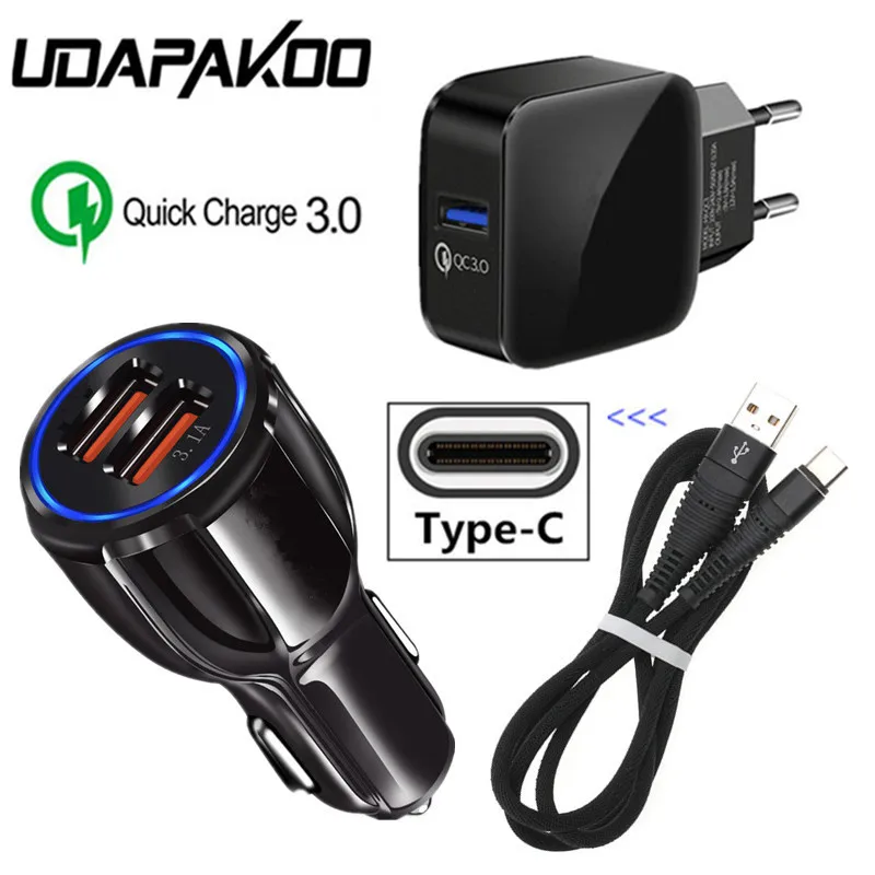 Зарядный кабель Type C QC 3 0 USB быстрое автомобильное зарядное устройство для Samsung S9 S8