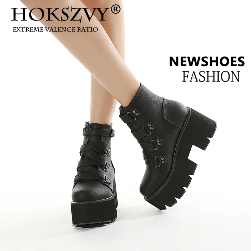 

HOKSZVY/новые женские туфли для ночного клуба на толстой подошве 8 см; Сезон осень-зима; Большие размеры; Lhx