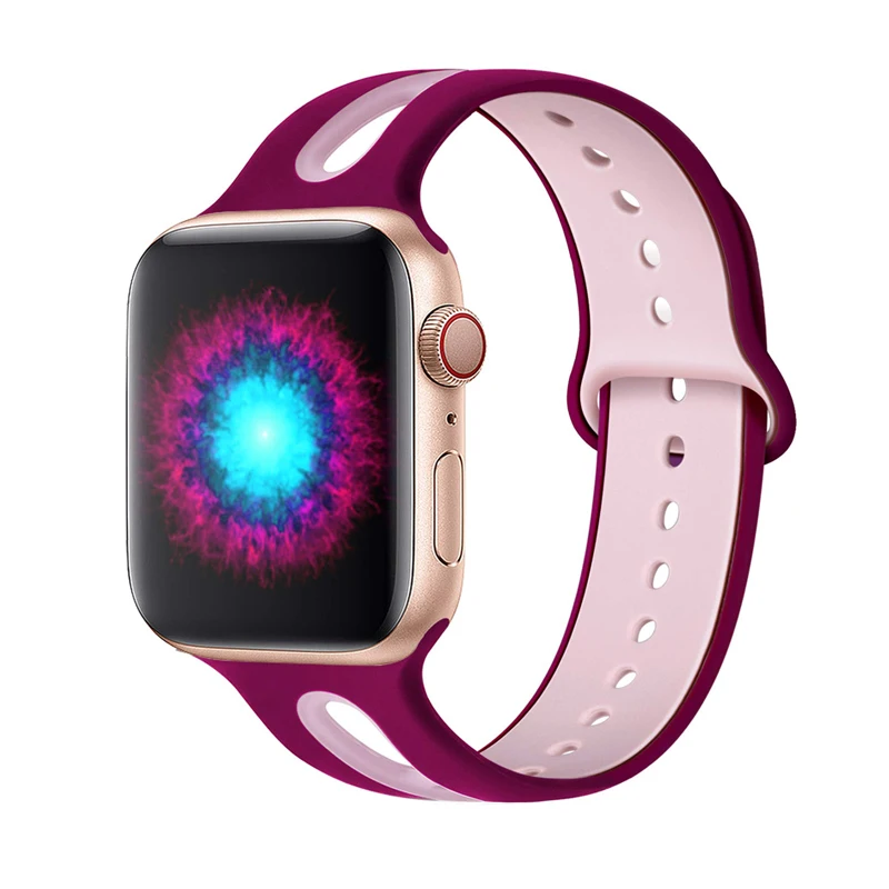 Силиконовый ремешок для Apple Watch band 40 мм 38 44 42 Резиновый Браслет спортивный ремень