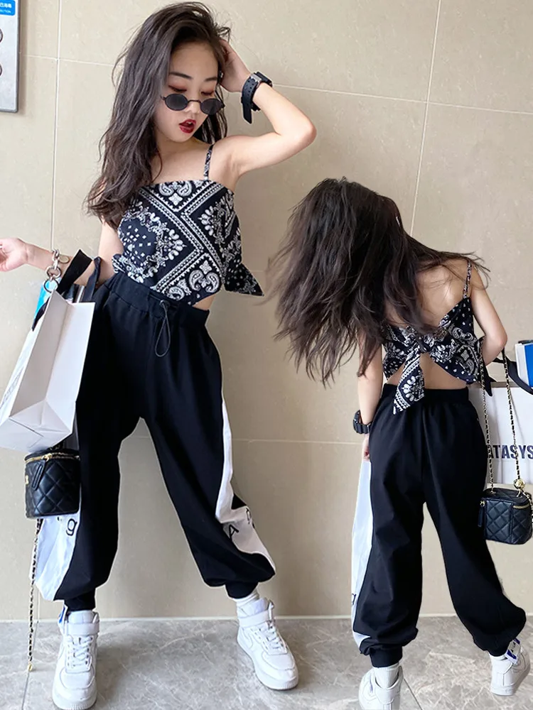 

Girls' Retro Hong Kong Style Cashew Blossom Sling 2021 Summer New Design for Middle School and University Children kids clothes