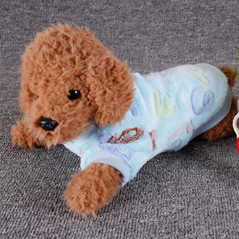 Милая флисовая домашняя одежда для собак на осень и зиму теплая сна с буквами