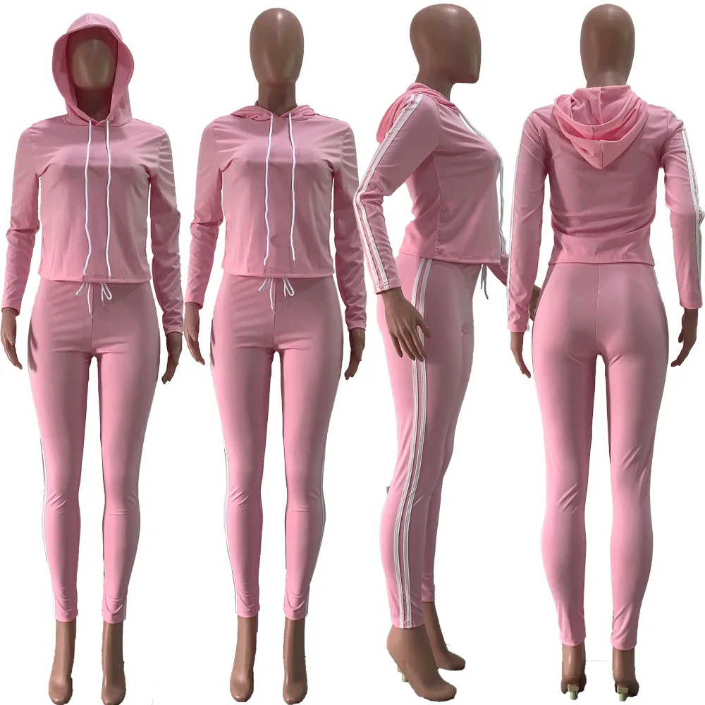 

New arrival sport women two-piece set+Casual sport solid color hooded two-piece set