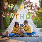 Детский душ, Мультяшные животные, веселая фотография, лесной, индийский, дикий животный, украшения для вечеринки, детские настенные подвесные флажки