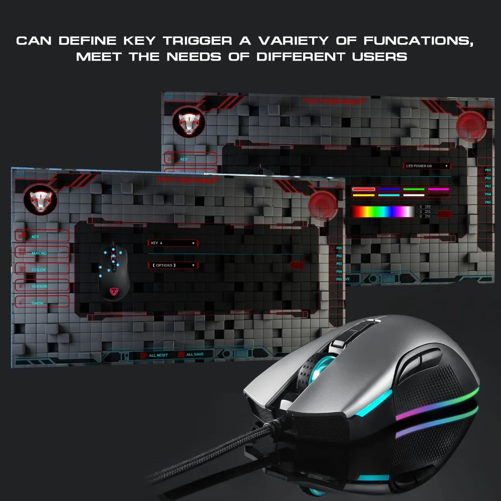 Motospeed V70 USB Проводная игровая мышь PMW3325 5000 dpi PMW3360 12000 dpi компьютер RGB светодиодный многоцветная подсветка отправка с коробкой