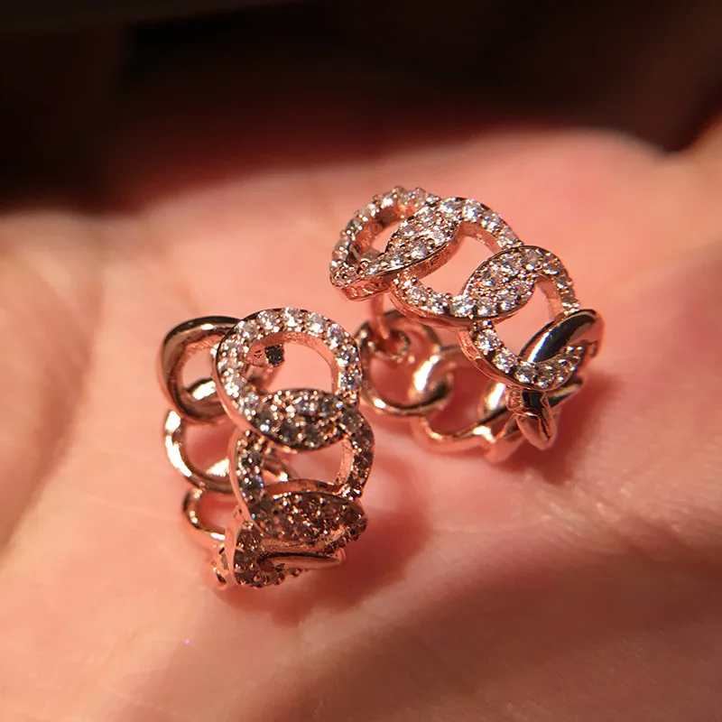 

New Elegant Women Big Hoop Earrings With AAA Cubic Zirconia For Christmas Gift Luxury CZ Earrings Jewelry Party Gift