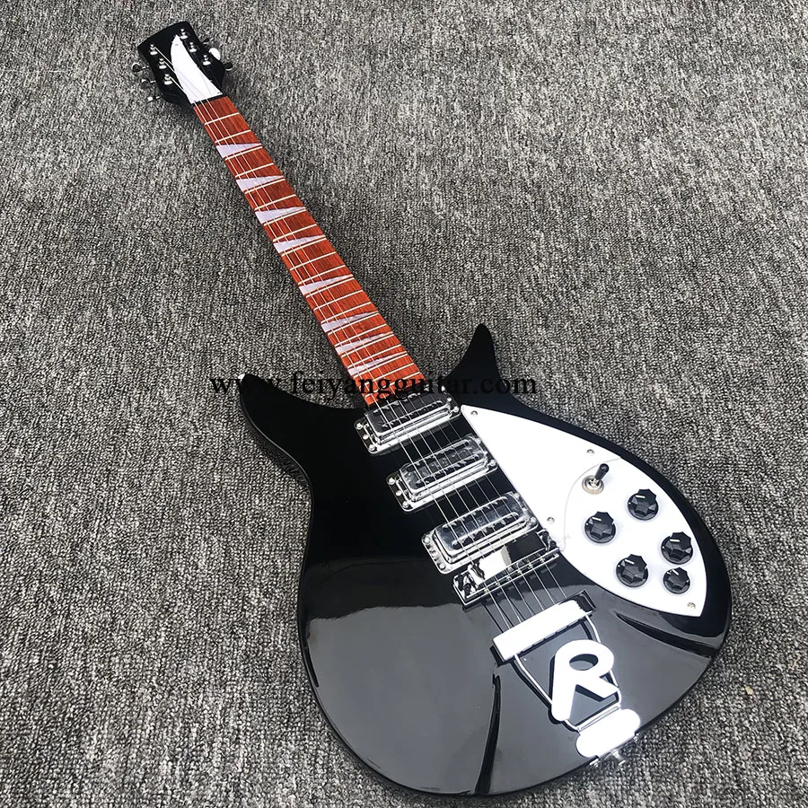 High-gear 6-string 325 electric guitar, black paint, 628 chord pitch, fingerboard white shell inlay, Korean accessories,