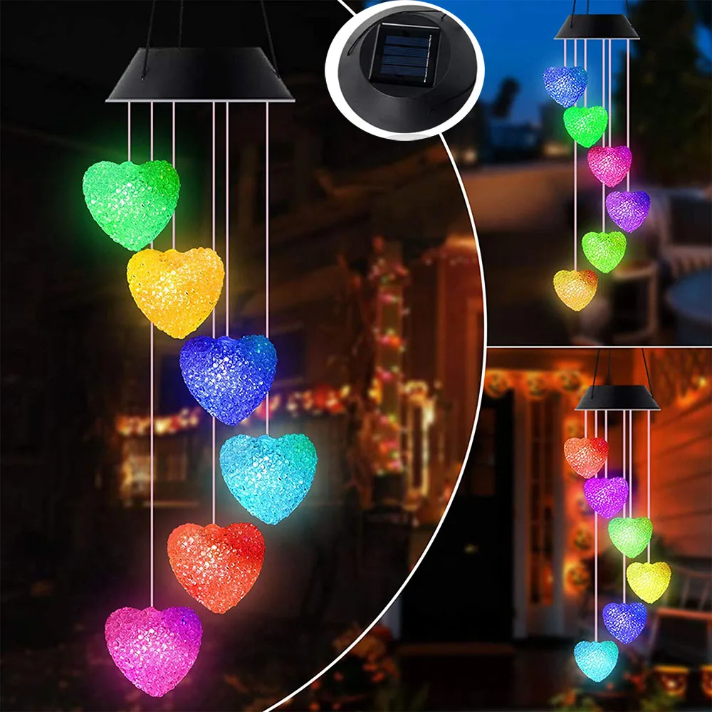 

NEW Solar Powered Wind Chime Light 6LED Colorful Garden Hanging Spinner Lamp Decoration Outdoor Lighting Party Decoration