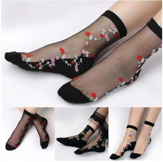 

Носки женские прозрачные кружевные из вискозы, 10 комплектов