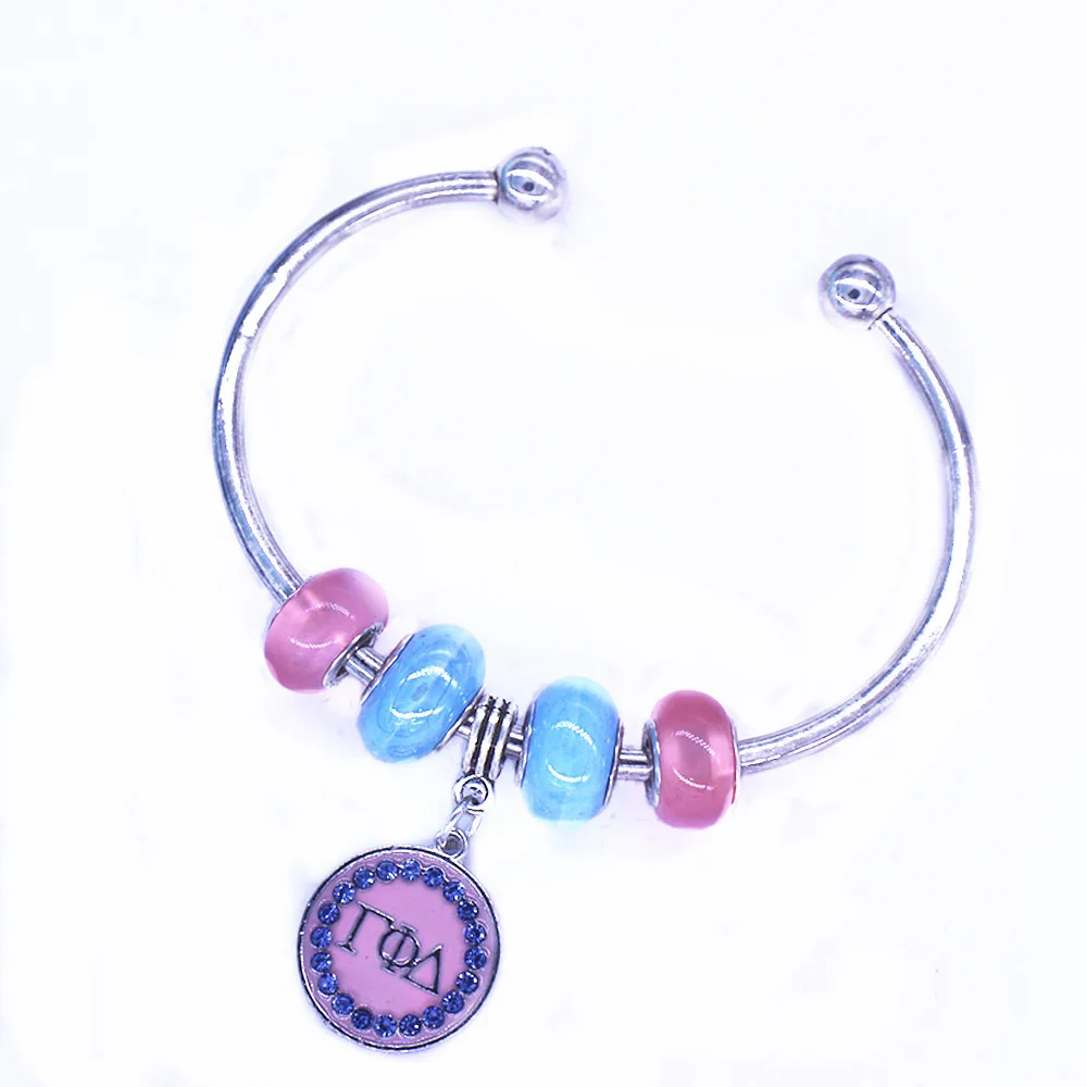 Фото Детские синие и розовые бусины греческая буква знак гамма-фри Дельта браслеты