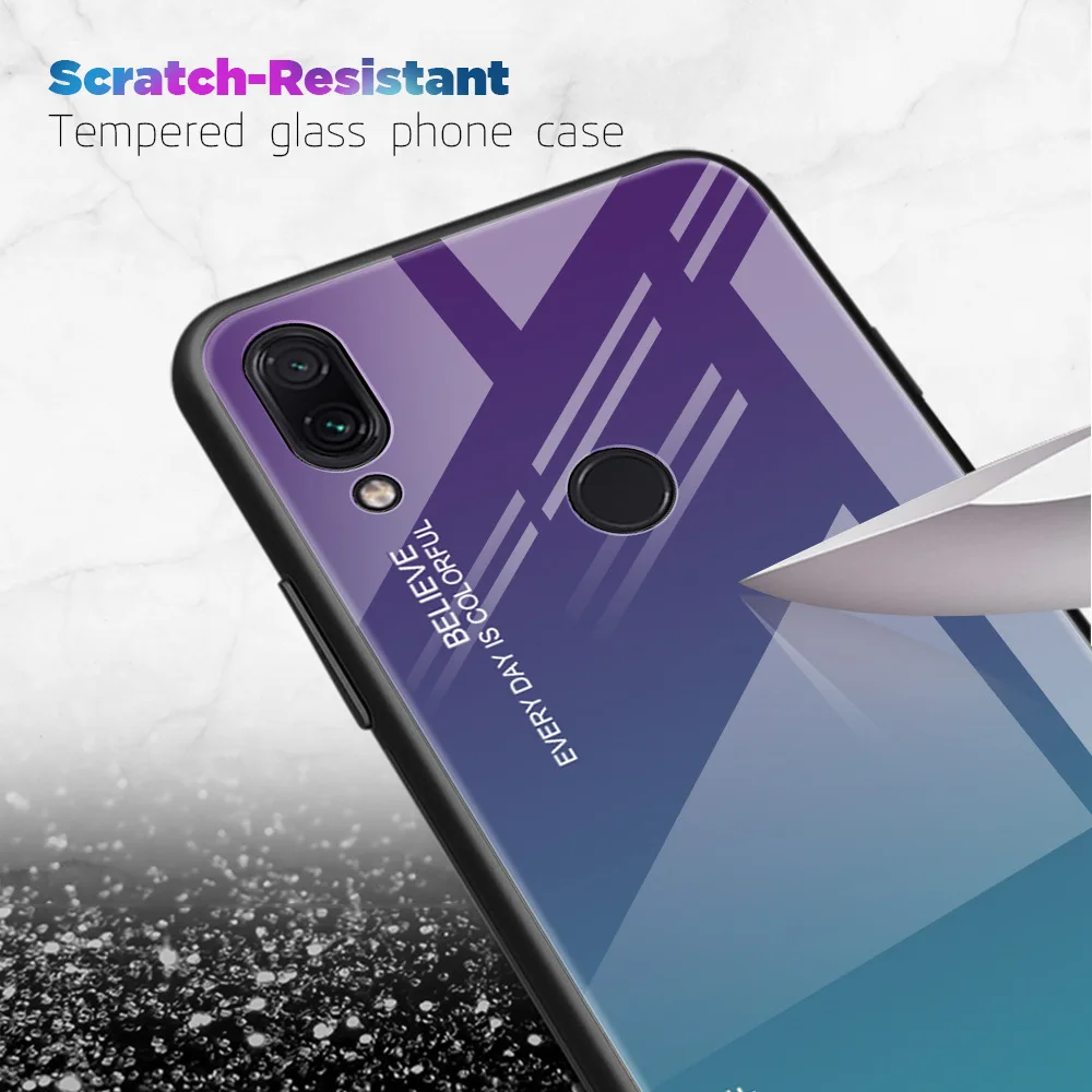 Gradient Tempered Glass Phone Case For Redmi Note8 Pro Note6/7 8A 5/6/7 Xiaomi 6/8/9 9SE 8Lite for One Plus Fitted |