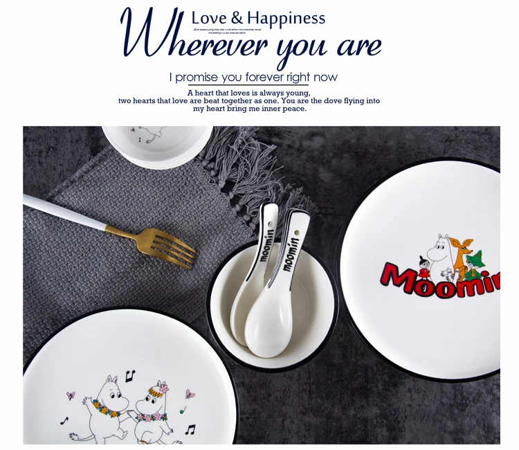 Скандинавский стиль Moomin 8 дюймов стейк керамическая тарелка рисовая чаша ложка Amy Shili мультфильм керамическая детская посуда