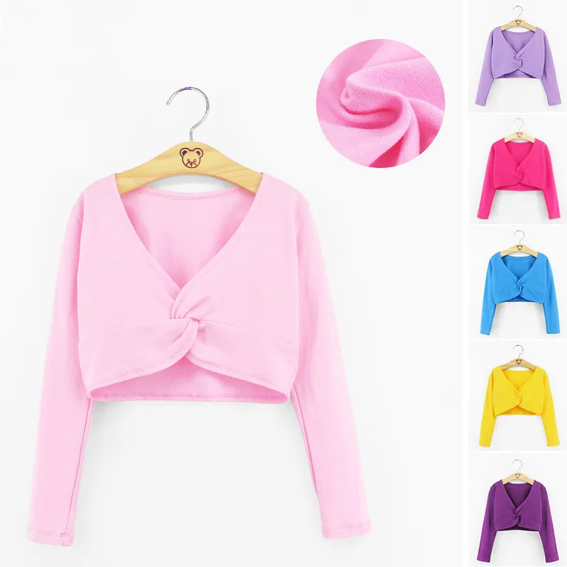 Новое танцевальное Болеро для девочек детский хлопковый балетный топ с длинными