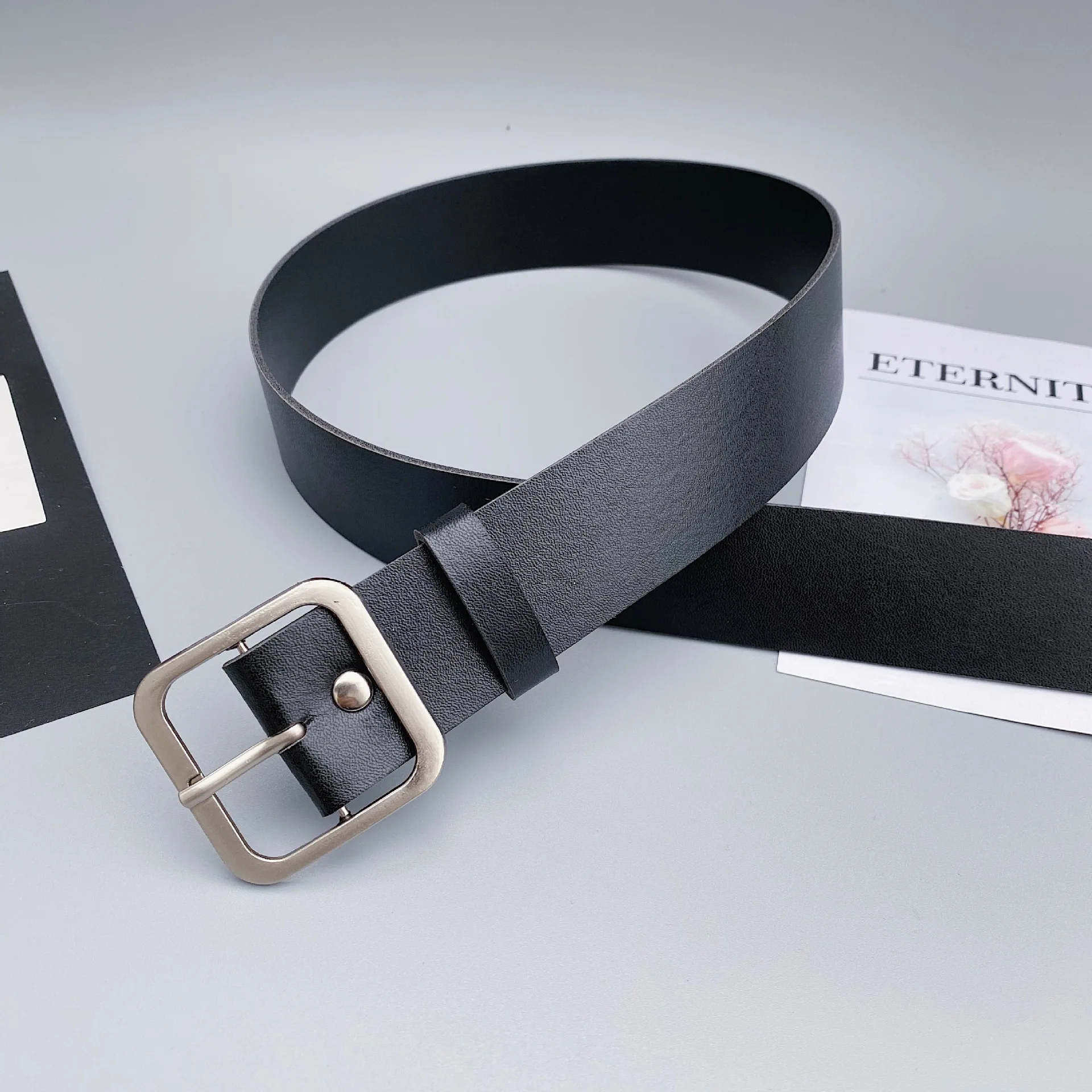

Faux Leather Square Buckle Belts Women Casual Solid Wild Adjustable Belts Decoration Ladies Fashion Accessories For Jeans Dress