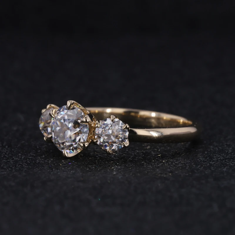 Кольцо с тремя камнями 9K муассанит драгоценный камень ОЭК романтическое