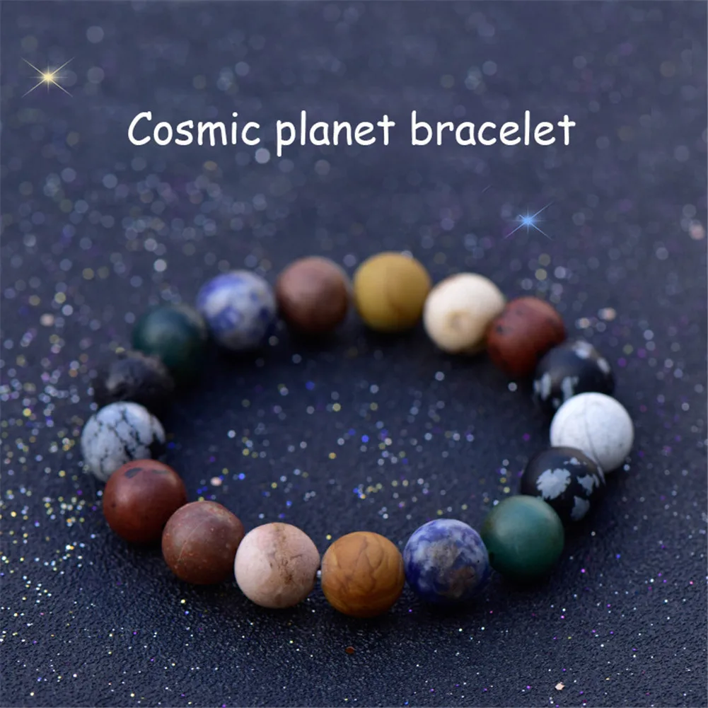 

Universe Premium Space Planets Solar System Natural Stone Beads Bracelet charm for Women Men Gift Chakra Yoga Jewelry