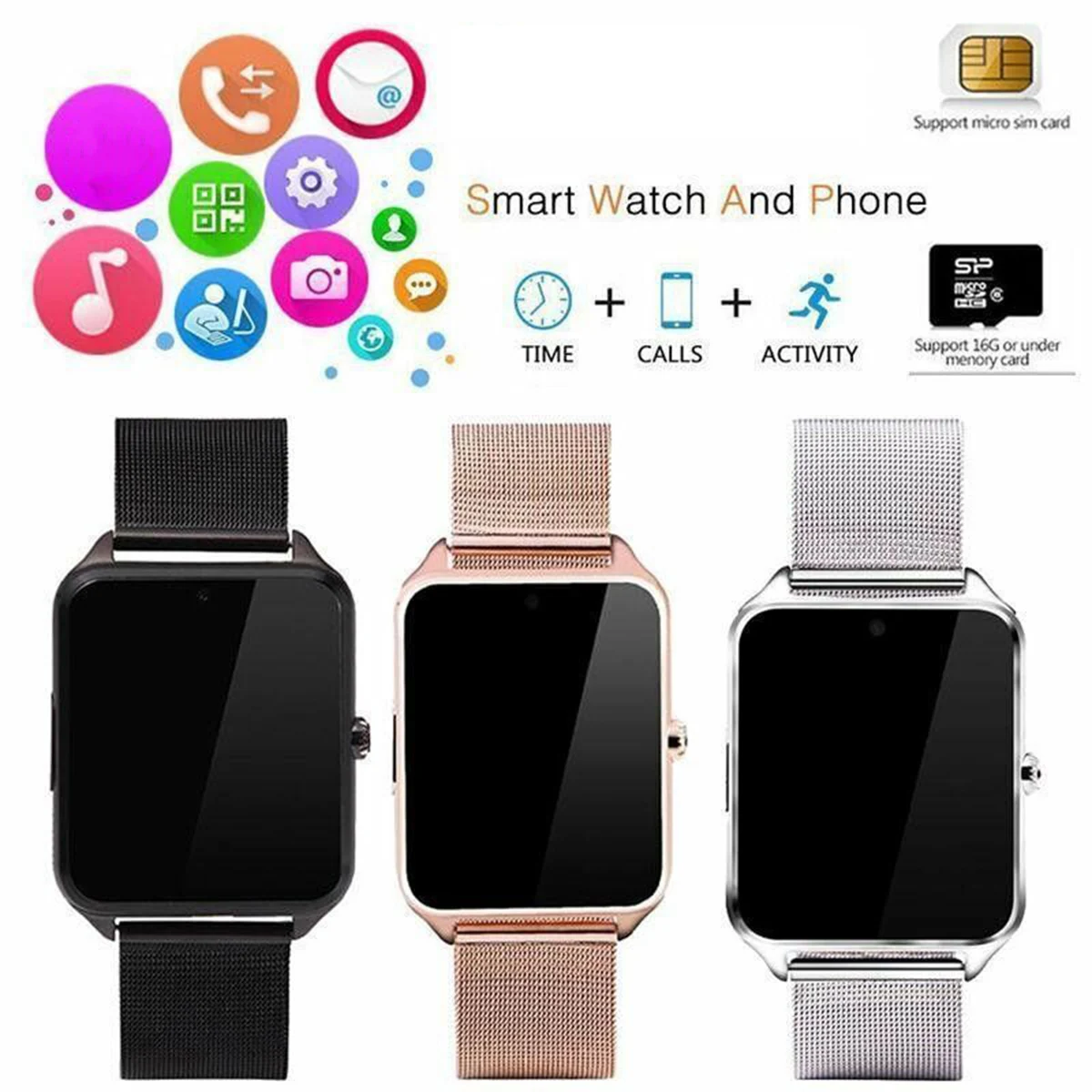 Z60 Bluetooth Smart Watch GSM SIM Card Phone Watch Heart Rate Blood Pressure Monitor Fitness Tracker For IOS Android
Z60 Bluetooth Smart Watch GSM SIM Card Phone Watch Heart Rate Blood Pressure Monitor Fitness Tracker For IOS Android