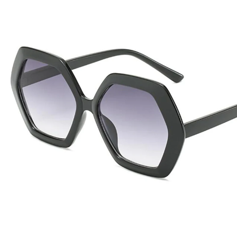 Высокие модные большие шестиугольные солнцезащитные очки бежевая оправа