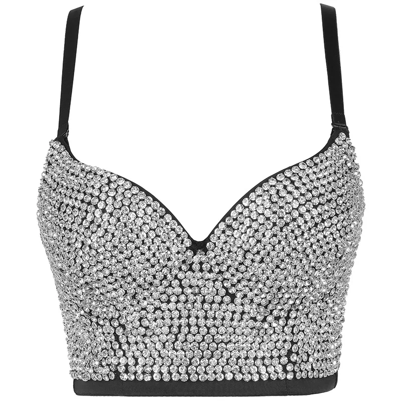 

Beaded bra camisole wear bright diamond strapless top and beautiful back corset