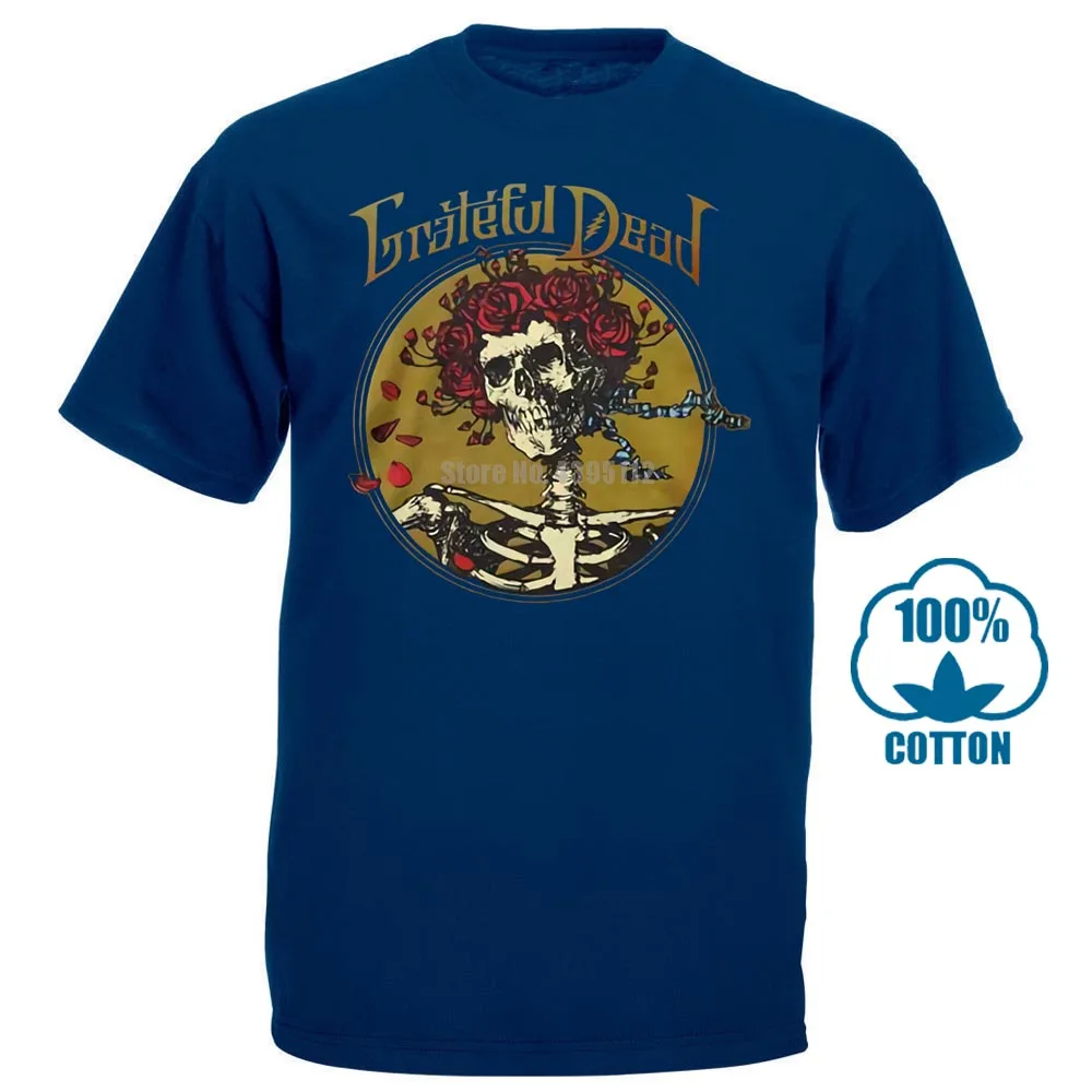 Тёмно-синий Футболка Grateful Dead Grateful Skull M, L, Xl, 2Xl, фирменная новинка, Официальная футболка - Цвет: Тёмно-синий