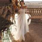 Пляжное свадебное платье 2021, богемное кружевное платье в стиле бохо с бахромой, рукавами сердечком и открытой спиной для невесты, свадебное платье, Тюлевое платье по индивидуальному заказу