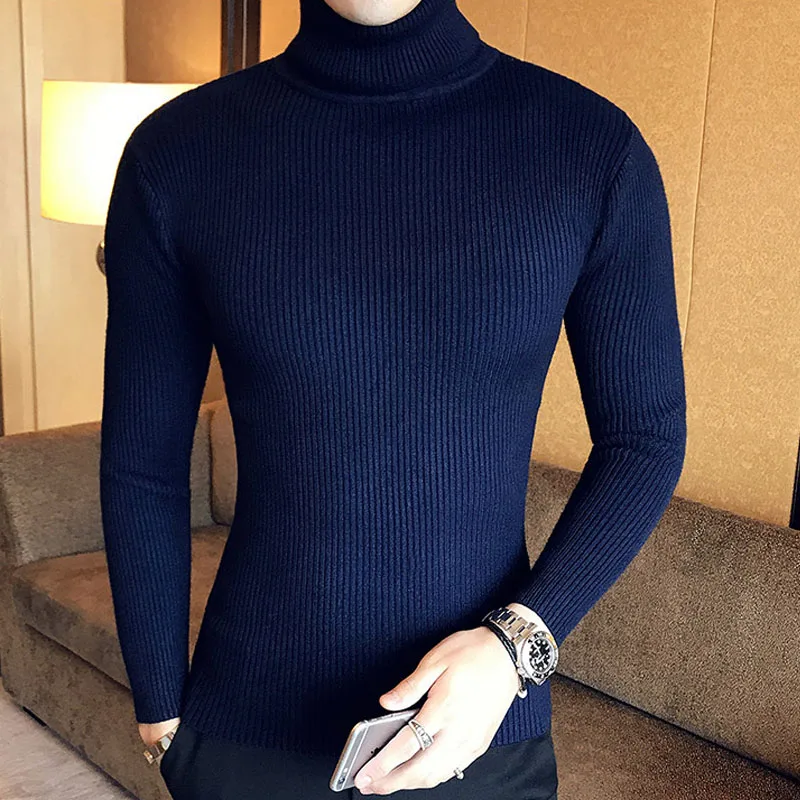 Turtleneck Men Sweater Male Sweater Winter Pullover Turtle Neck Men's Jumper White Mens Knitwear Pull Homme