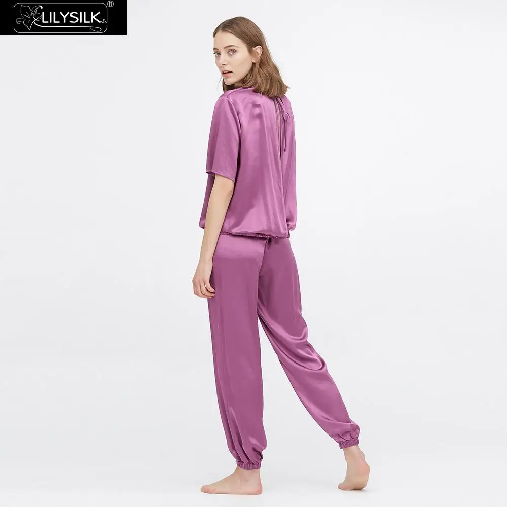 LilySilk шелковые пижамы набор 22 Momme с коротким рукавом Роскошные пижамы новые женские