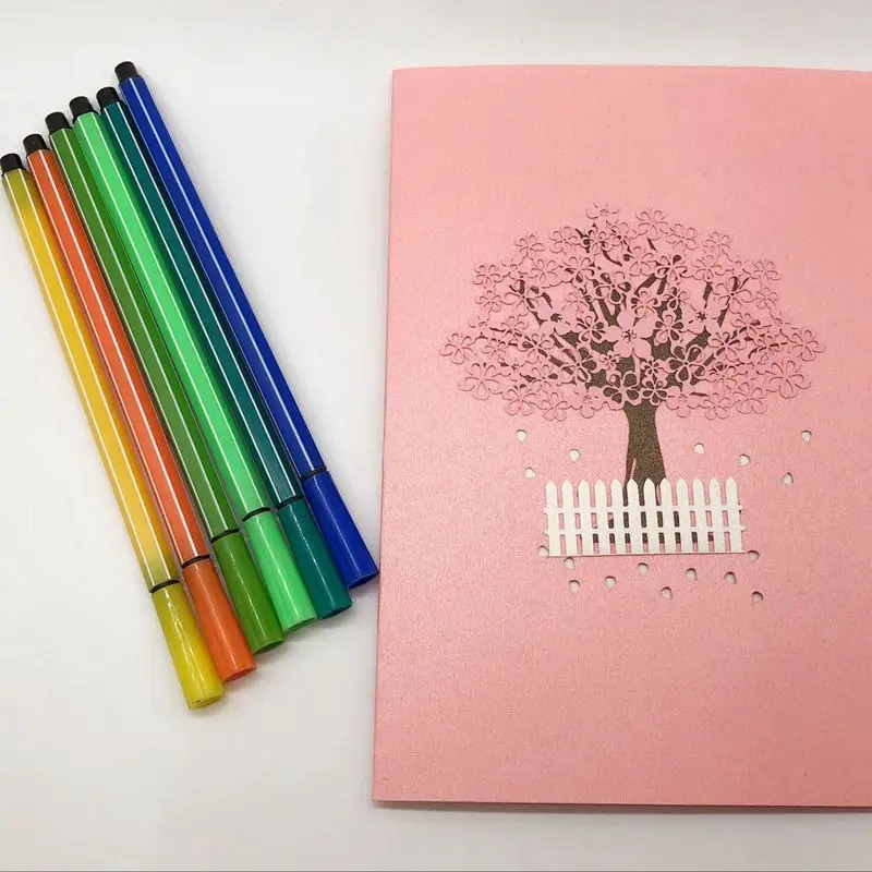 Выдвижная открытка с цветком вишни 3D на день рождения Весенняя летняя |