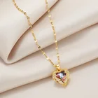 Позолоченное ожерелье с подвеской в форме сердца для женщин, ювелирное изделие из титановой стали с большим кристаллом, роскошный чокер в Корейском стиле, элегантная оптовая продажа