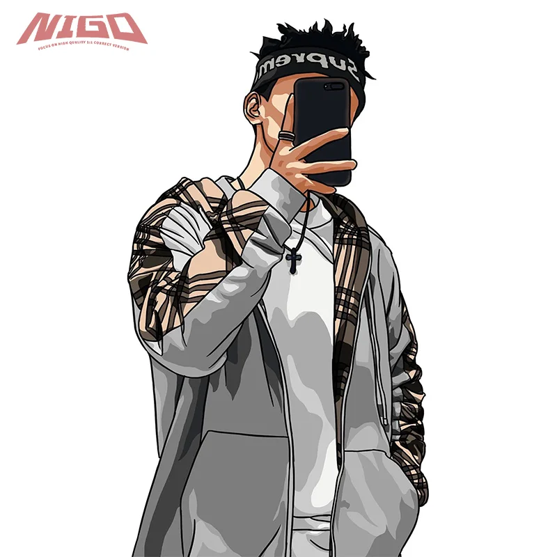 

NIGO BR x Check Pattern Hooded Zipper Loose Sweatshirt Code@B12
