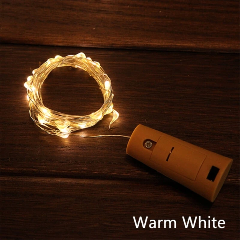Warm White-6Pcs 6 шт., винные светильники-пробка, 20 светодиодный, серебряная медная проволока, гирлянда, сказочные гирлянды для DIY, вечерние, рождественские, свадебные, домашний декор - Испускаемый цвет: Warm White-6Pcs