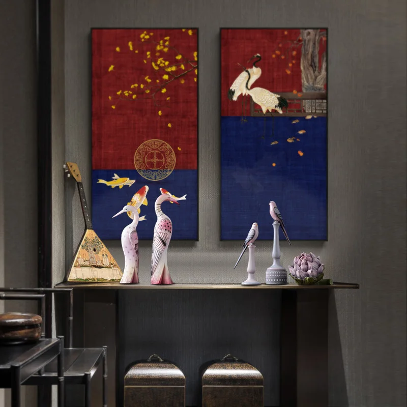 Цветная живопись винтажная фигурка Журавля украшение для дома полимерные