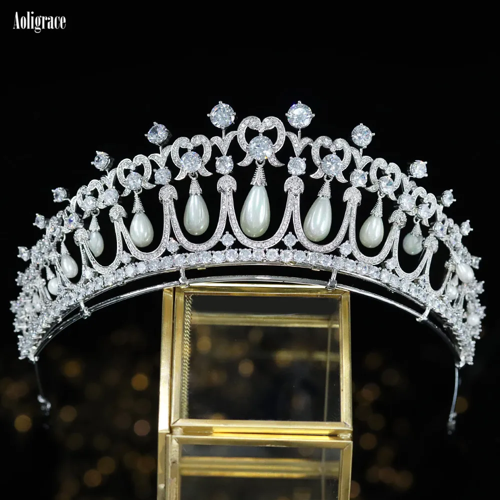 

CZ Zircon Cubic Zirconia Luxury European Royal Princess Diana Tiaras Crown Quinceanera Pageant Headpiece Bridal Hair Accessories