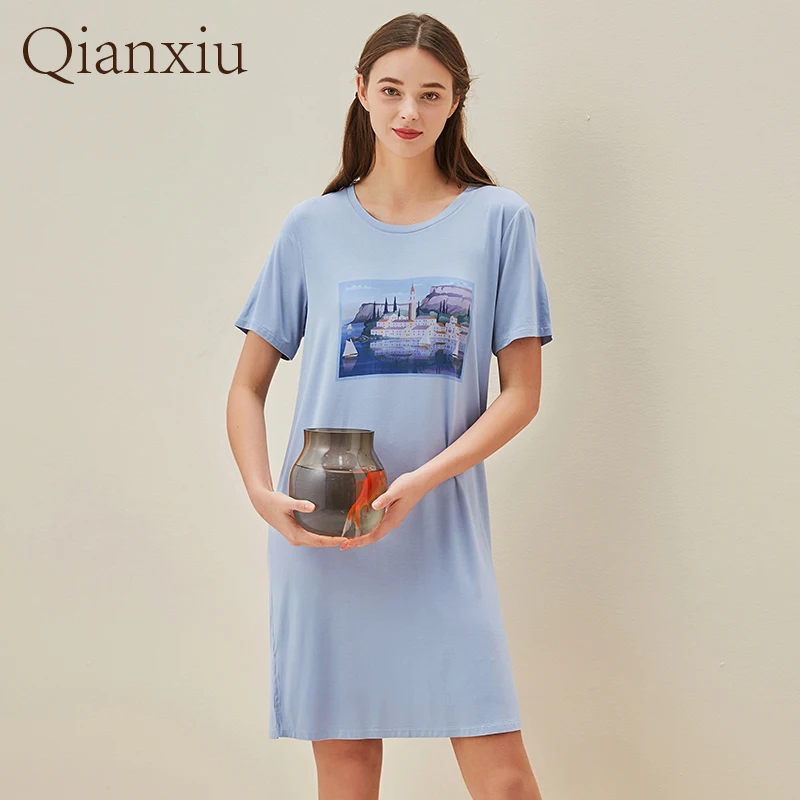 2021 Летняя женская футболка с короткими рукавами и круглым воротником ночные