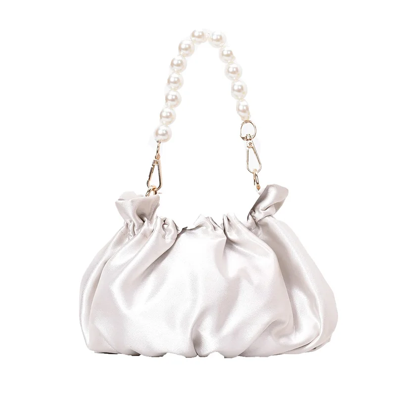 

Small silk Drawstring Crossbody Bags For Women 2020 Elegant Bucket Bags Shoulder Handbags Female Travel Pearl Cross Body Bag