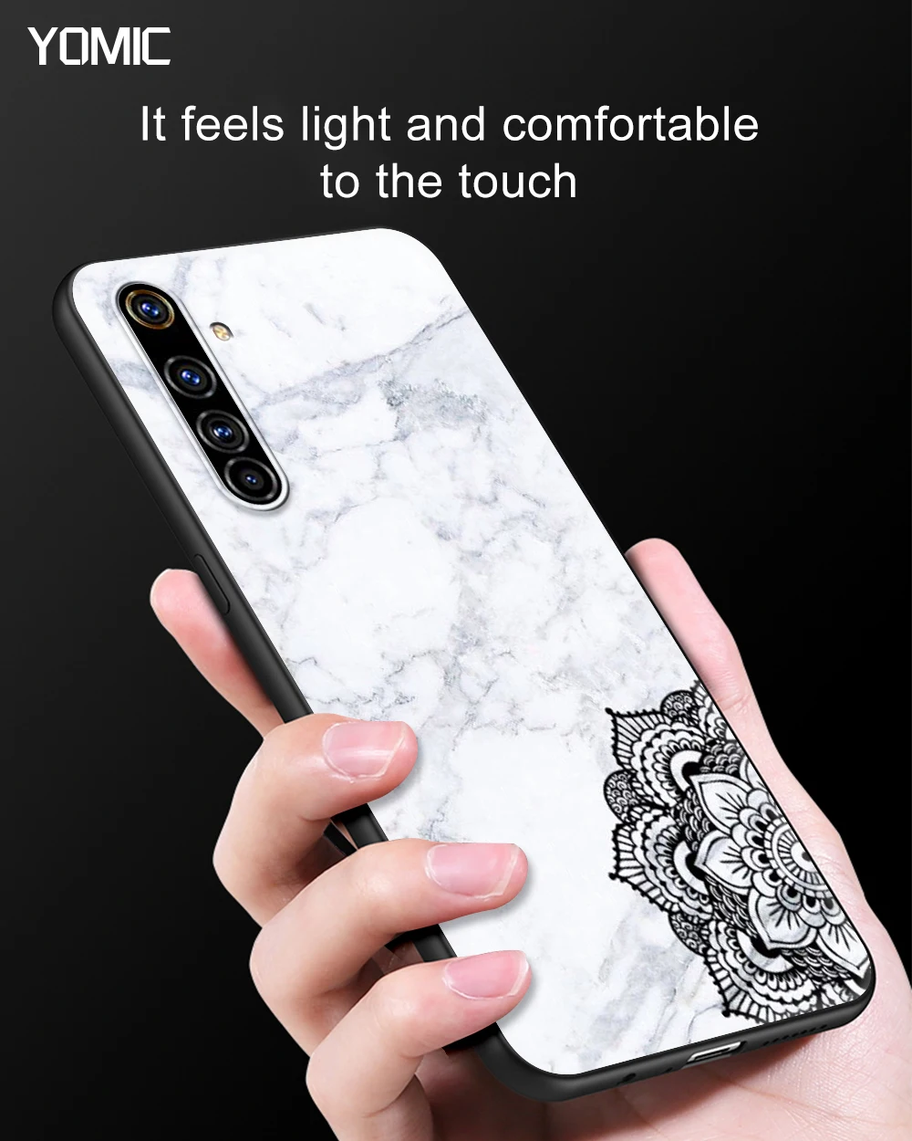 

Mandala On The Pink White Marble Black Capa for Realme C3 6 5 7 XT X50 C11 7i C15 X7 Pro V15 5G C20 TPU Mobile Phone Case Cover
