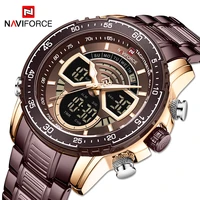 naviforce military men sports watches luxury quartz digital chronograph clock steel band waterproof wristwatch relogio masculino