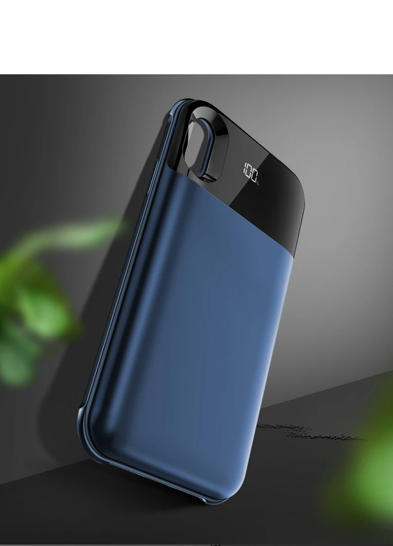 Для iPhone Xs XR Корпус Зарядного устройства 2 в 1 светодиодный дисплей ультратонкий магнитный беспроводной Powerbank для iPhone Xs аккумулятор Max чехол