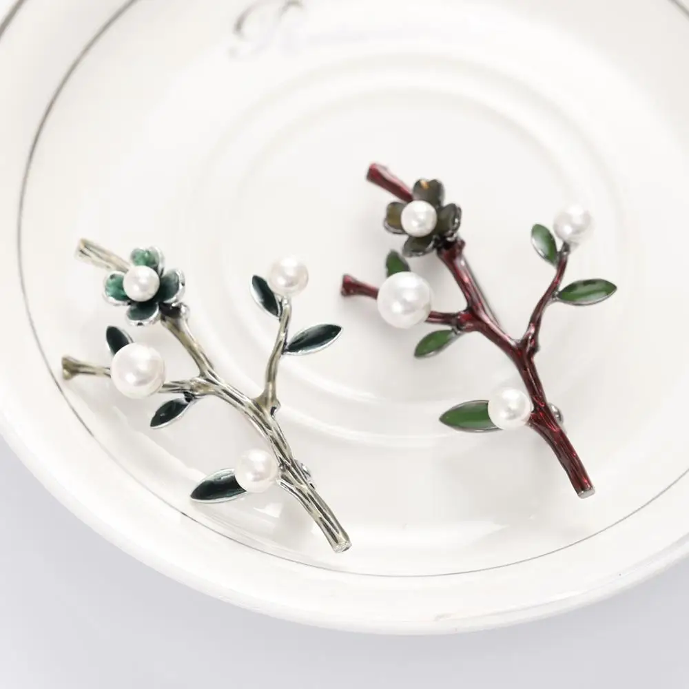 Винтажное серебро Цинк сплав металлические броши Висячие масла имитация жемчуга