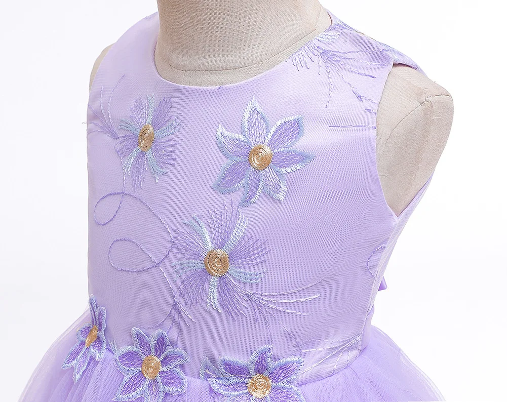 2020 красивое детское платье принцессы с цветами Сетчатое однотонное свадебное