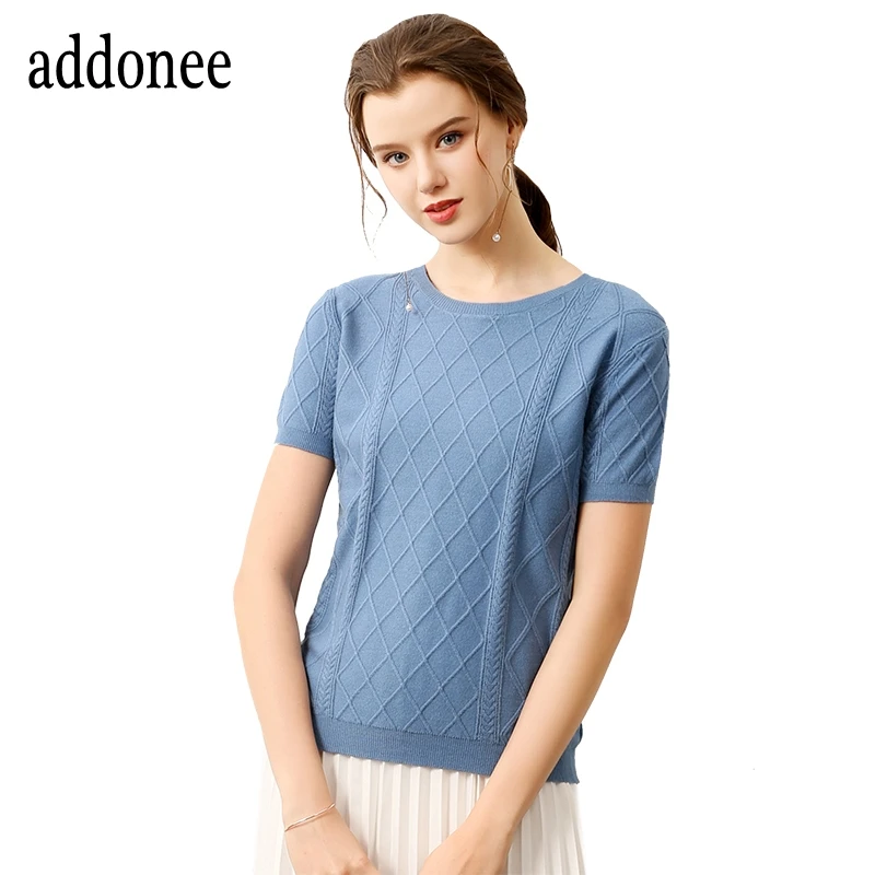 Женский короткий свитер однотонный тонкий из кашемира с круглым вырезом большие