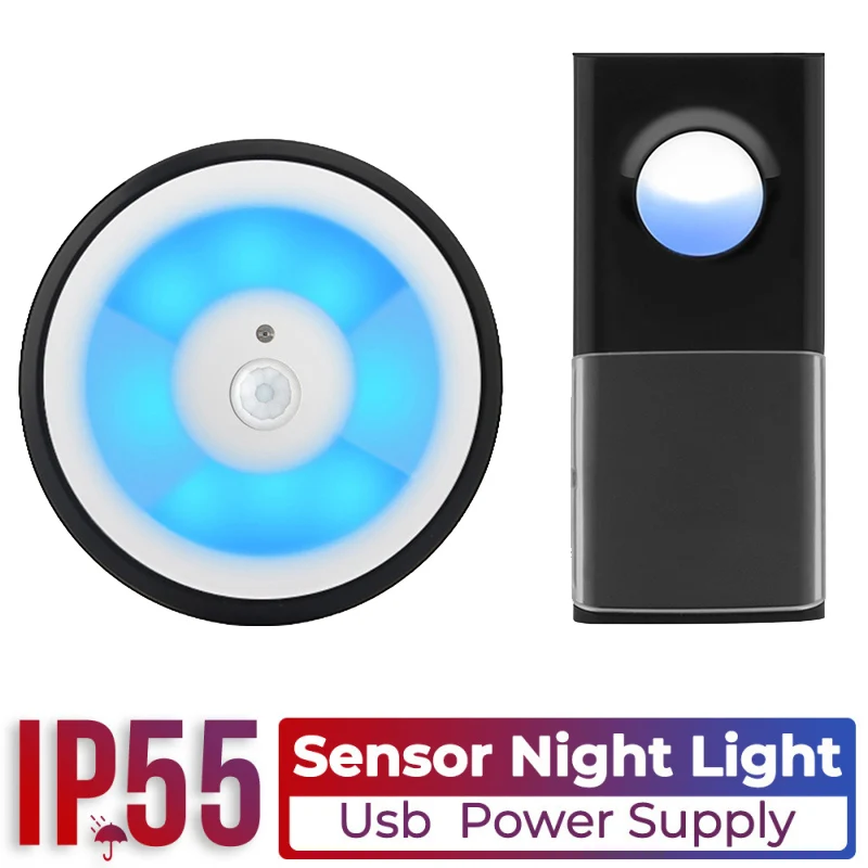 USB Powered IP55 Waterproof Wireless Smart Doorbell Door Bell Ring Chime Call 433MHZ LED Night Light Home Plug-Free For Home